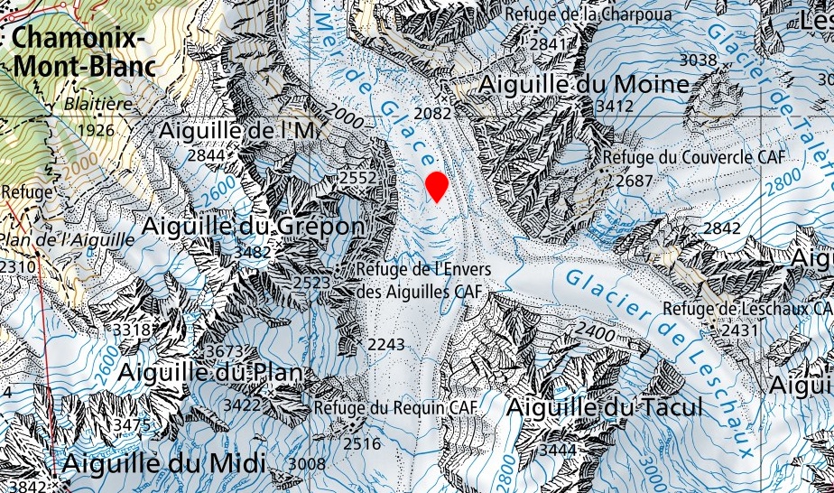 map of Mer de Glace glacier